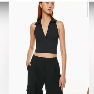 Babaton Black V-Neck Polo Tank Top